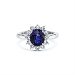 Oval Sapphire & Brilliant Cut Diamond Cluster Ring 2.01ct