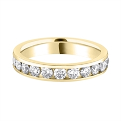 3.6mm Brilliant Cut Diamond Half Channel Set 18ct Yellow Gold Wedding Ring