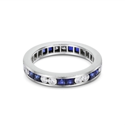 Sapphire French Cut & Diamond Full Eternity Ring 1.68ct