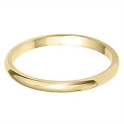2mm Light D Shape 18ct Yellow Gold Wedding Ring