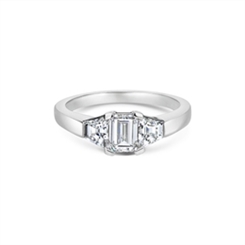 Emerald Cut Diamond Engagement Ring Trapeze Cut Shoulders 0.62ct