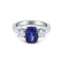 Sapphire & Brilliant Cut Diamond Claw Set Three Stone Ring 3.07ct