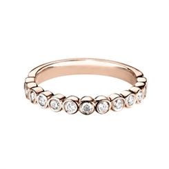 2.4mm Rub-Over Set Diamond Half Wedding Ring 18ct Rose Gold 