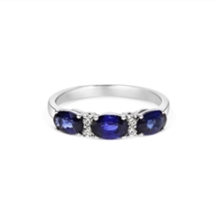 Sapphire Oval & Diamond Half Eternity Ring 1.64ct