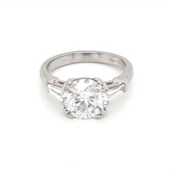 Brilliant Cut Diamond Engagement Ring Tapered Baguette Shoulders 2ct