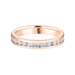 3.3mm Brilliant Cut Diamond Full Channel Set Wedding Ring 18ct Rose Gold