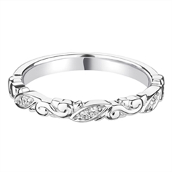 2.5mm Decorative Carved Diamond Wedding Ring Platinum
