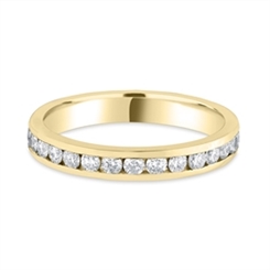 3mm Brilliant Cut Diamond Channel Set Half Wedding Ring 18ct Yellow Gold