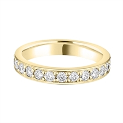 3.3mm Brilliant Cut Diamond Full 18ct Yellow Gold Grain Set Wedding Ring