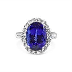 Oval Tanzanite Claw Set Cluster Dress Ring