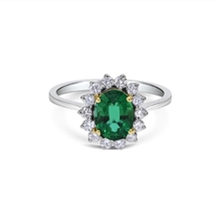 Emerald & Diamond Claw Set Dress Ring 1.27ct