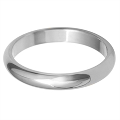 3mm Medium 18ct White Gold D Shape Wedding Ring