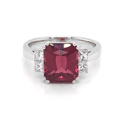 Pink Tourmaline Octagon & Princess Cut Diamond Dress Ring 3.98ct