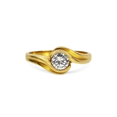 Semi Rub-Over Brilliant Cut Diamond Engagement Ring 0.45ct