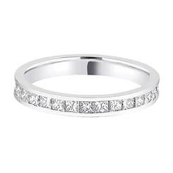 3mm Princess Cut Diamond Platinum Full Channel Set Wedding Ring 