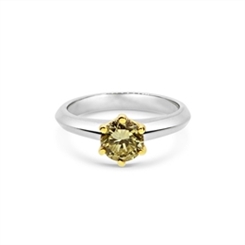 Fancy Yellow Diamond Solitaire Engagement Ring 0.91ct