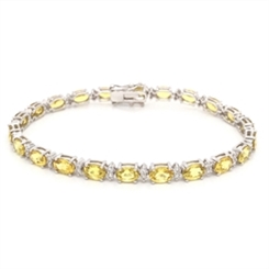 Yellow Sapphire Oval & Diamond Line Bracelet  14.40ct