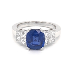 Sapphire & Princess Cut Diamond Engagement Ring 3.30ct