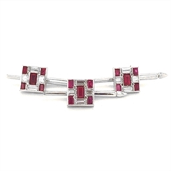 Van Cleef & Arpels Deco Style Ruby & Diamond Button Set