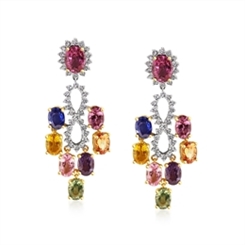 Rainbow Sapphire & Diamond Chandelier Drop Earrings 10.46ct