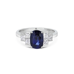 Sapphire & Princess Cut Diamond Engagement Ring 2.46ct