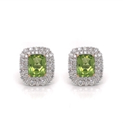 Double Cluster Peridot & Diamond Earrings 4.89ct