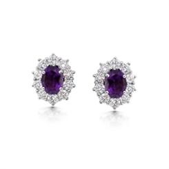 Amethyst & Brilliant Cut Diamond Cluster Earrings 2.25ct