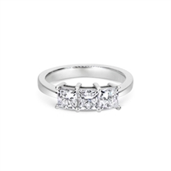 Three Stone Princess Cut Diamond Engagement Ring 1.58ct