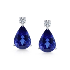 Pear Shape Tanzanite &  Diamond Drop Earrings 12.47ct