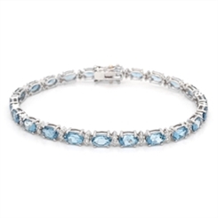 Aquamarine & Diamond Claw Set Tennis Bracelet 8.87ct