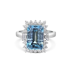 Aqua Octagon & Diamond Cluster Dress Ring 5.50ct