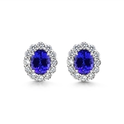 Oval Tanzanite & Diamond Cluster Earrings 2.66ct