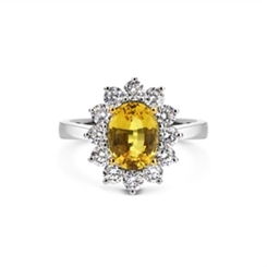 Yellow Sapphire Diamond Oval Cluster Ring 2.25ct