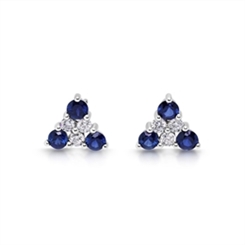Triangular Sapphire & Diamond Cluster Earrings 0.77ct