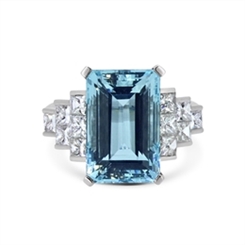 Aquamarine & Princess Cut Diamond Dress Ring 10.20ct