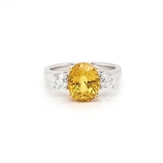 Yellow Sapphire & Diamond Three Stone Ring 4.25ct