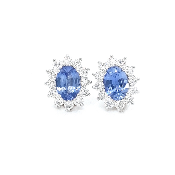 Cornflower Blue Sapphire & Diamond Earrings 1.70ct