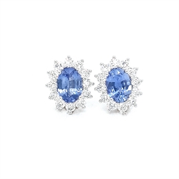 Cornflower Blue Sapphire & Diamond Earrings 1.70ct