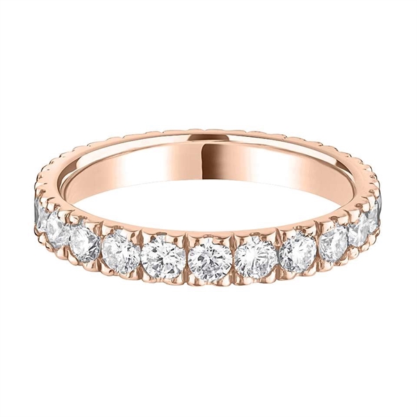 3mm 18ct Rose Gold Brilliant Cut Full Claw Set Diamond Wedding Ring