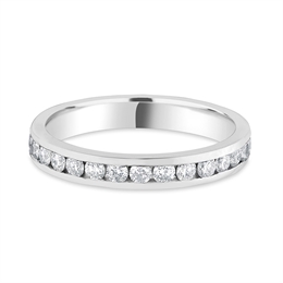 3mm Brilliant Cut Diamond Full Channel Set Wedding Ring 18ct White Gold