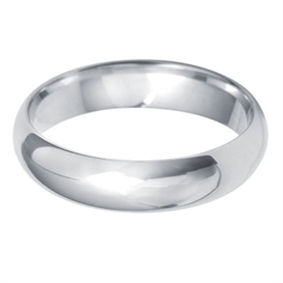 5mm 18ct White Gold D Shape Light Wedding Ring