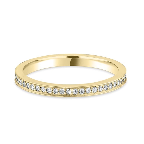 2mm Brilliant Cut Diamond Grain Set Full 18ct Yellow Gold Wedding Ring