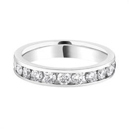 3.6mm Full Channel Set Brilliant Cut Diamond Platinum Wedding Ring