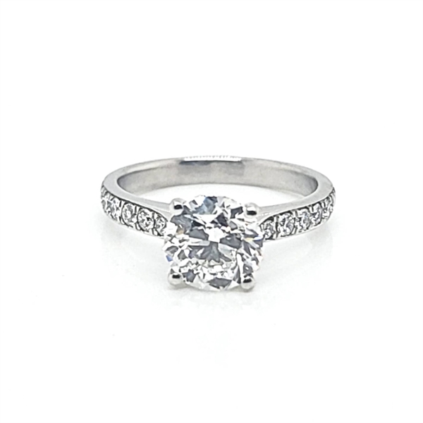 2ct Brilliant Cut Diamond Engagement Ring Grain Set Shoulders