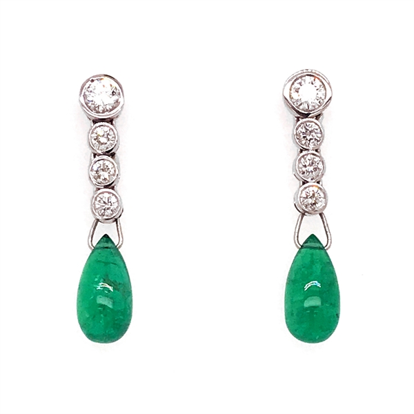 Emerald & Diamond Drop Earrings 3.22ct
