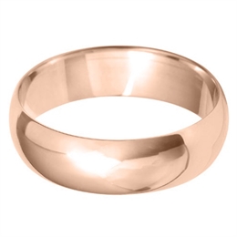 6mm Light Weight D Shape 18ct Rose Gold Wedding Ring