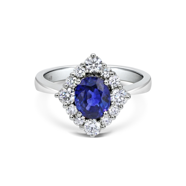 Oval Sapphire & Diamond Cluster Ring 1.68ct