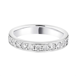 3.3mm Brilliant Cut Diamond Full Grain Set 18ct White Gold Wedding Ring