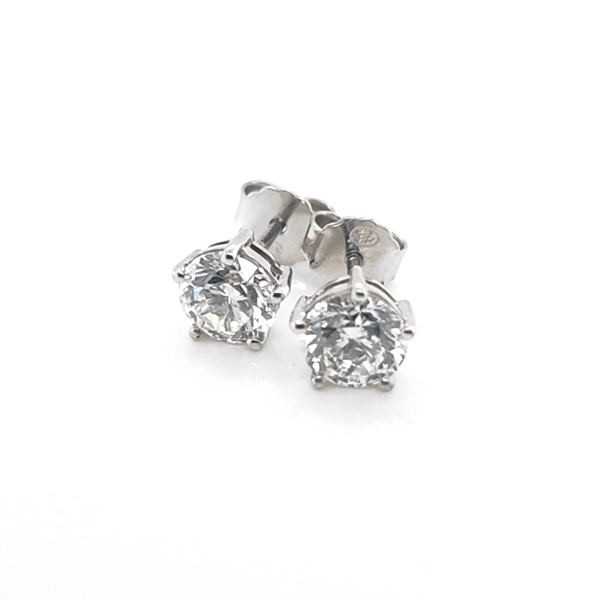 0.90ct Five Claw Brilliant Cut Diamond Stud Earrings 