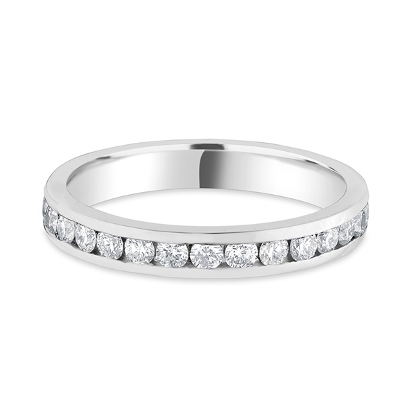 3mm Brilliant Cut Diamond Half Channel Set Wedding Ring 18ct White Gold